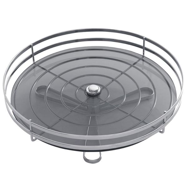 Fruteira Redonda Simples de Mesa Cromada Vidro Giosul Cesto para Frutas Legumes Aramado Piatina
