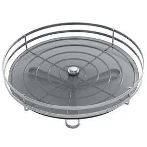Fruteira Redonda Simples de Mesa Cromada Vidro Giosul Cesto para Frutas Legumes Aramado Piatina