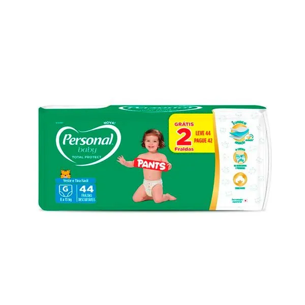Fralda Descartável Personal Baby Pants G Com 44 Unidades