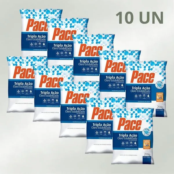 Kit 10 Cloro Pace Tripla Ação 200g Pastilha Estabilizada