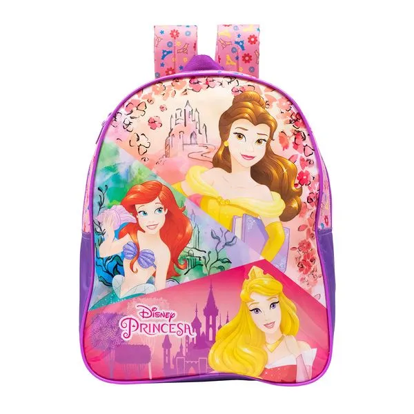 Mochila Costas Infantil Princesas Rosa Pink E Lilás - Xeryus
