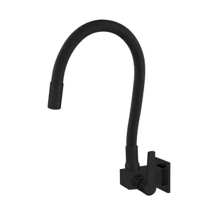 Torneira para Cozinha Parede 1/4V Bica Alta Preta Flexível C55