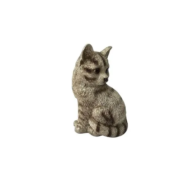 Estátua Decorativa Gato Sentado 12cm para Sala e Escritório Cinza Braswu Estátua Decorativa Gato Sentado 12cm Cinza para Decoração de Ambientes Braswu