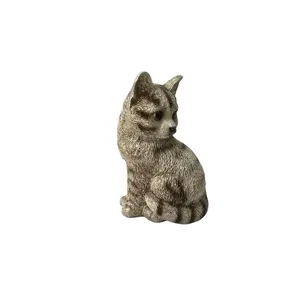 Estátua Decorativa Gato Sentado 12cm para Sala e Escritório Cinza Braswu Estátua Decorativa Gato Sentado 12cm Cinza para Decoração de Ambientes Braswu