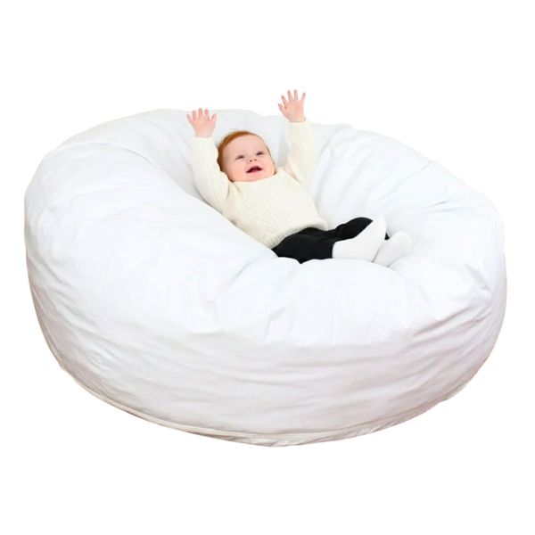 Puff Gigante Cheio Flocos Espuma D26 1M40 X 50 Branco