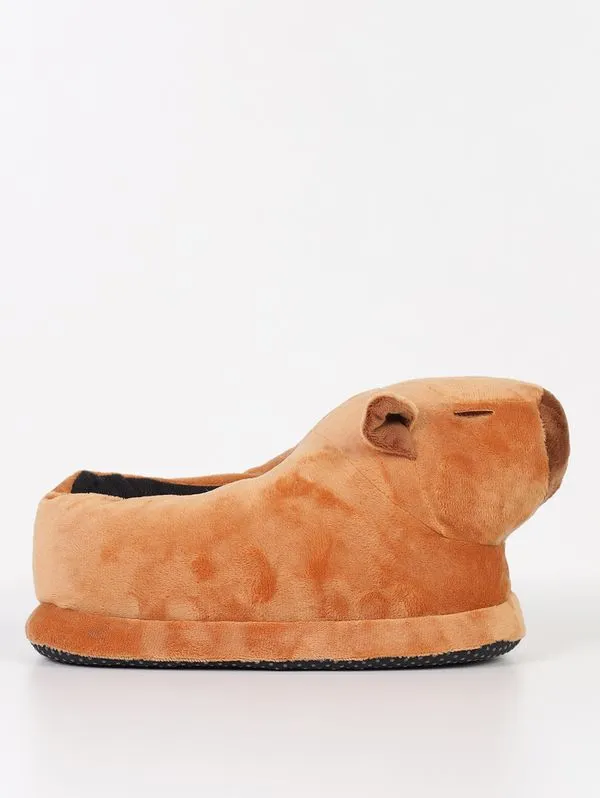 Pantufa Capivara Juvenil Para Menino - MARROM 28/29