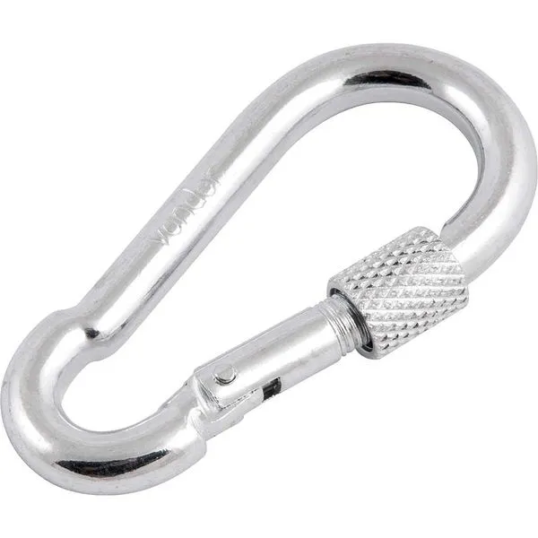 Mosquetão Galvanizado 7x70mm 180kg com Trava Roscada Uso Leve - VONDER