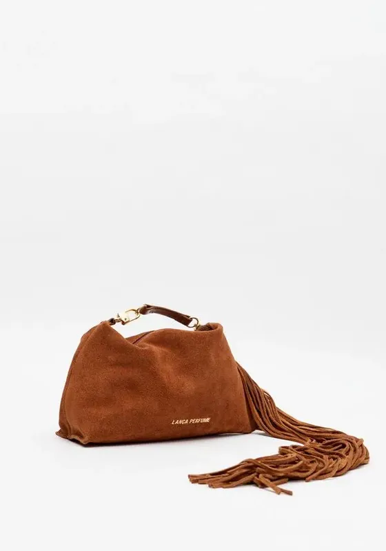 Bolsa Clutch Couro Com Franjas Marrom U