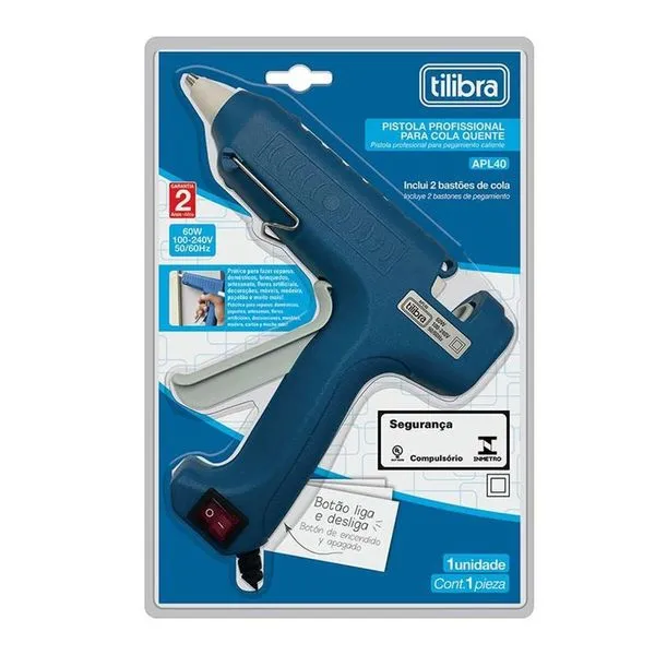 Pistola De Cola Quente Apl40 60w Bivolt Azul - Tilibra