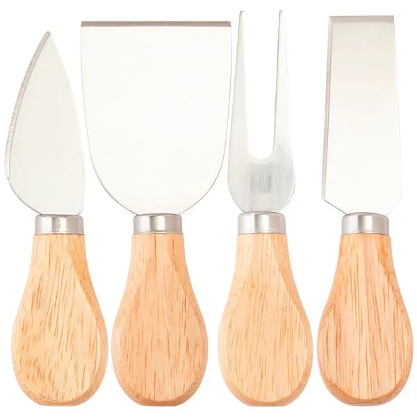 Kit 4 Utensílios Para Queijo Inox Cabo Madeira Ref.LM2773 honeyhome