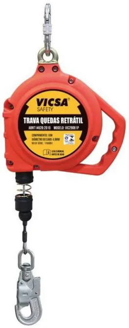 Trava queda retrátil cabo de aço galvanizado com 10 m VIC29061P - VICSA