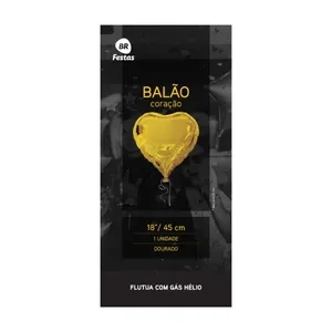 Balão BR Festas Coração Dourado BALAO BR FESTAS CORACAO DOURADO