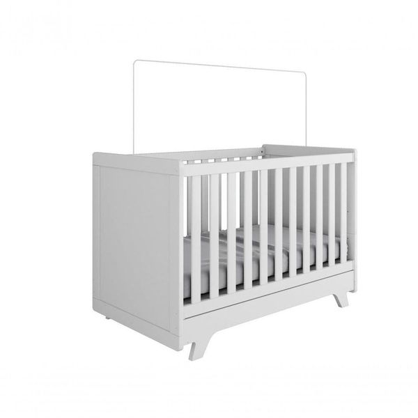 Berço Infantil Retrô - Moveis Peroba Branco Brilho-cinza