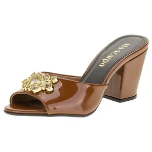 Tamanco Feminino Salto Alto Via Scarpa - 100114813 CARAMELO 36