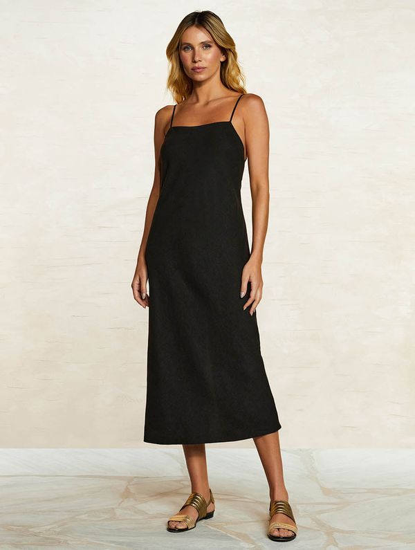 Vestido Midi Lisos Navajo Black PRETO GG