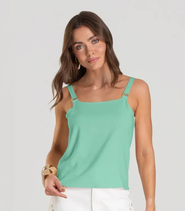 Regata Feminina em Tecido de Viscose Dianna Verde PP