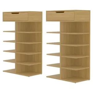 Kit 2 Sapateiras Agata Multiuso 1 Gaveta 99x60CM MDP Amadeirado Casa D Móveis