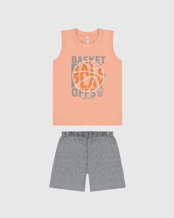 Pijama Infantil Menino Regata Estampa Frontal Em Algodão Malwee Kids Laranja - 2