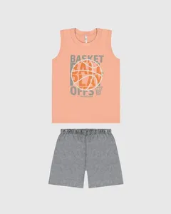 Pijama Infantil Menino Regata Estampa Frontal Em Algodão Malwee Kids Laranja - 6