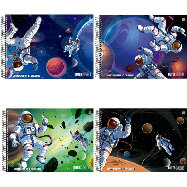 Caderno Cartografia Outer Space 60 Folhas Sortido - Animativa