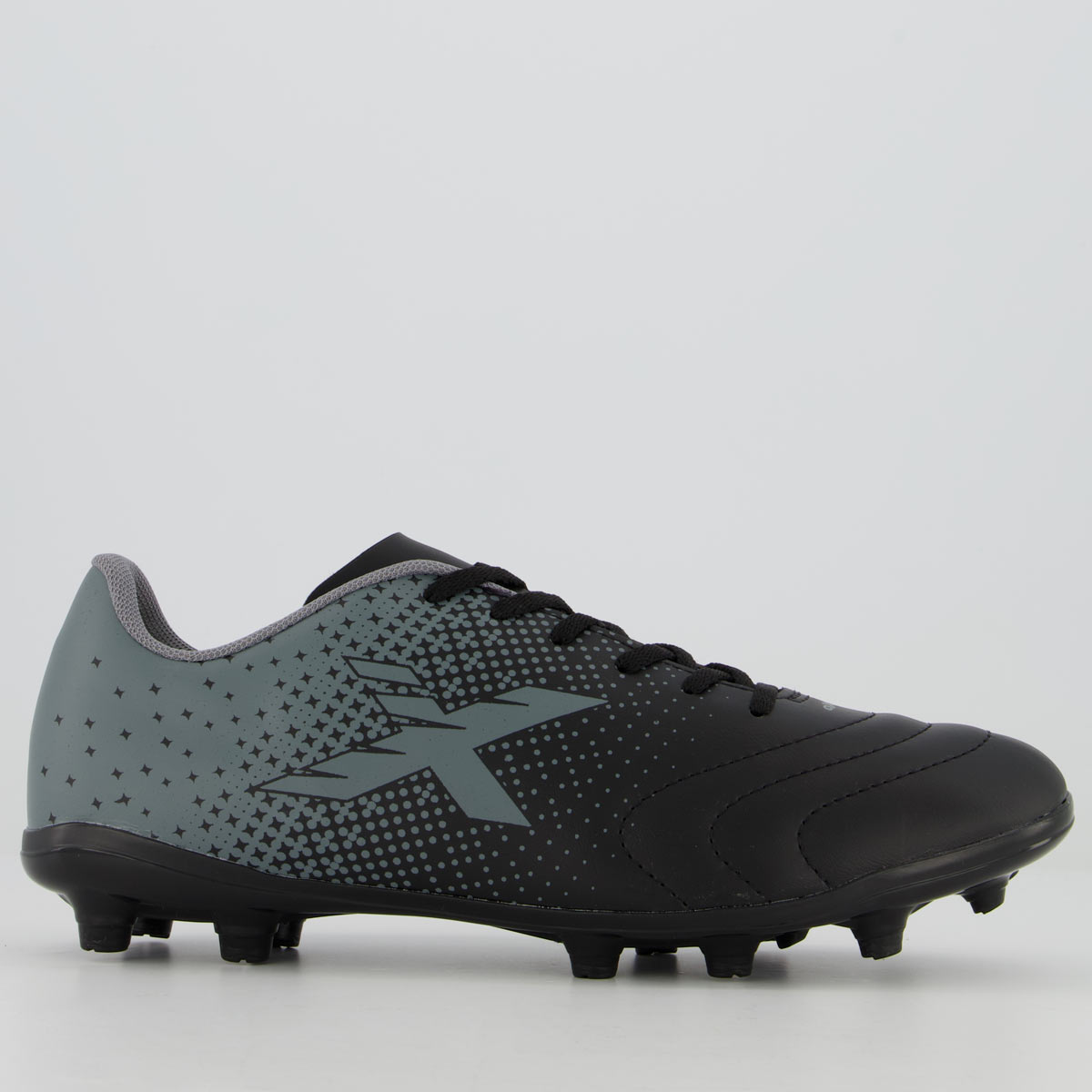 Chuteira Oxn Express Fit Campo Preta e Cinza