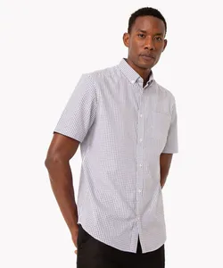 camisa de algodão comfort xadrez manga curta azul marinho P