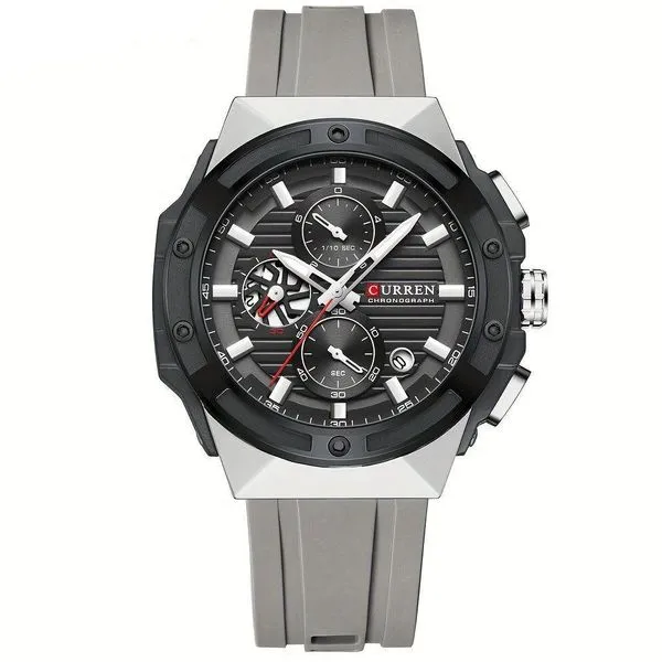 Relógio Masculino Pulseira De Silicone Estilo Vintage Impermeavel Cinza