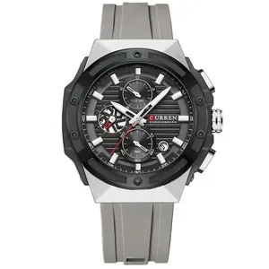 Relógio Masculino Pulseira De Silicone Estilo Vintage Impermeavel Cinza