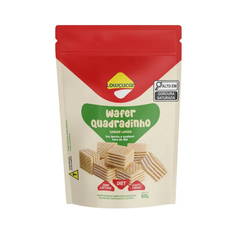 Biscoito Wafer Quadradinho Diet Zero Lactose Limão Lowçúcar 60g