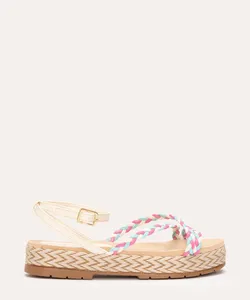 sandália infantil flatform tiras trançadas off white 32
