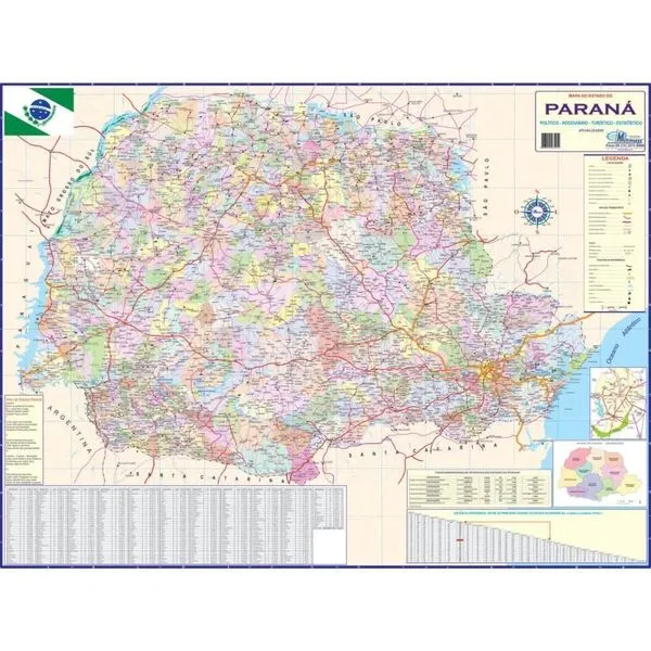 Mapa Periodico Estado do Parana Escolar com Divisao Politica Cidades e Estradas 120cm X 90cm Mapa Periodico Estado do Parana Escolar Divisao Politica 120cm X 90cm
