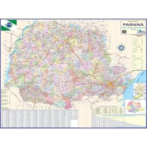 Mapa Periodico Estado do Parana Escolar com Divisao Politica Cidades e Estradas 120cm X 90cm Mapa Periodico Estado do Parana Escolar Divisao Politica 120cm X 90cm