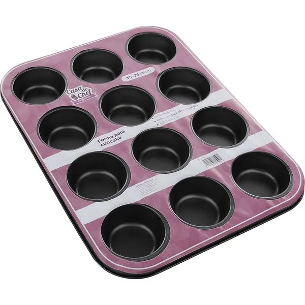 Forma para Cupcake com 12 Cavidades Antiaderente Bakery Cazza