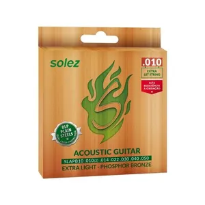 Kit 2 Jogos de Encordoamento para Violão SLAPB10 Phosphor Bronze 010 com Proteção DLP Solez Strings Kit 2 Jogos de Encordoamento para Violão SLAPB10 Phosphor Bronze 010 Solez Strings
