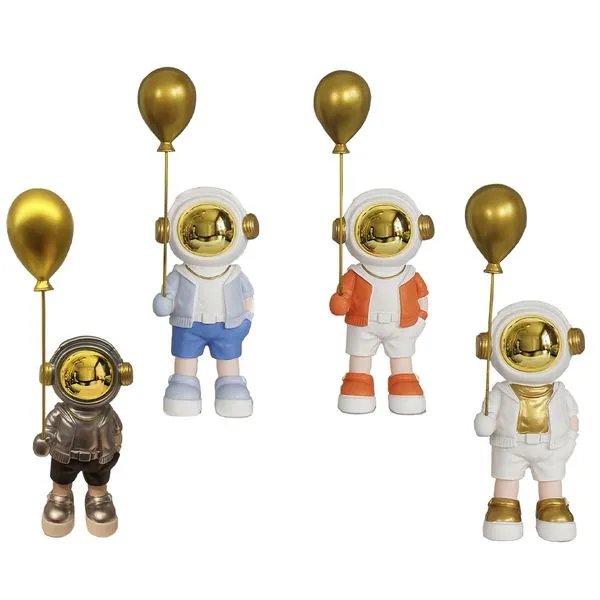 Estatueta Astronauta Segurando Bexiga Sortido Resina 9x8x28cm LM3715 - honeyhome