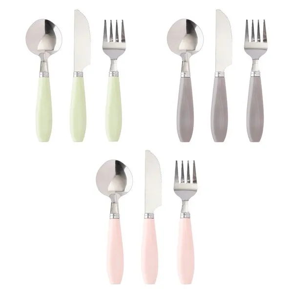 Conjunto de Talheres Ideal 3 Peças Inox Cabo Plástico Sortido LM1854 - honeyhome