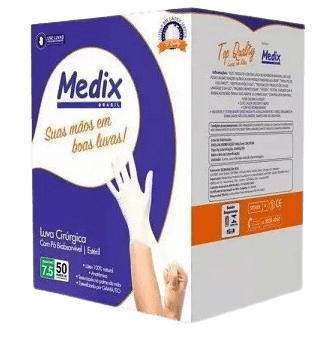 Luva Cirúrgica Medix Latéx Estéril Com Pó C/ 1 Par Tamanho P