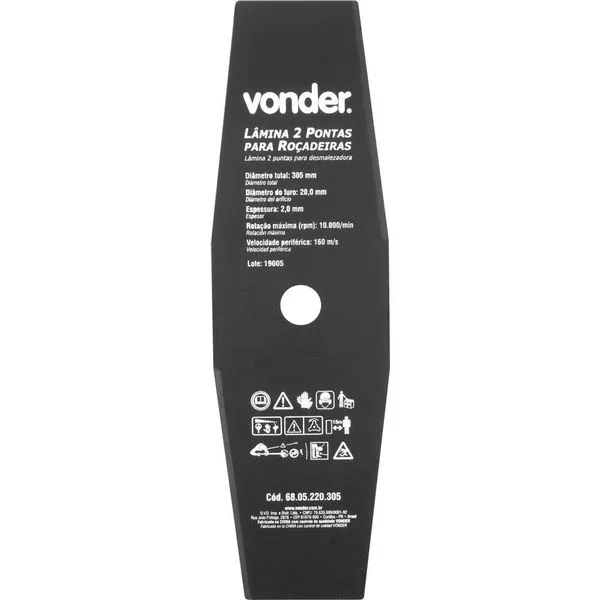 Lâmina de 2 pontas para roçadeiras, 305 mm x 20,0 mm - VONDER