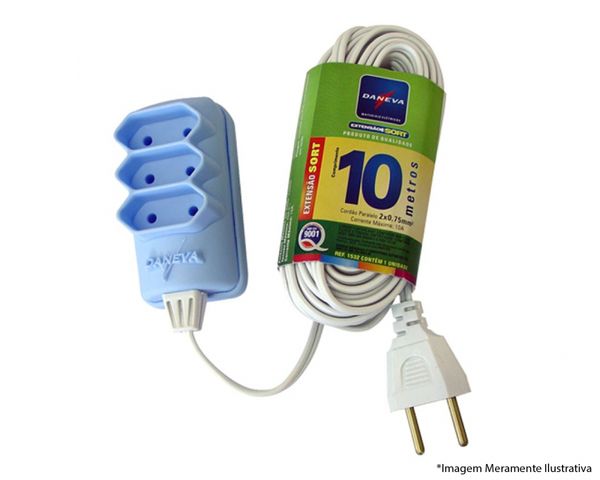 Extensão Cordão Paralelo 2x0,75mm² 2p 10A/250V 10 Metros Gelo Dn1532 Sort Multi Daneva Legrand