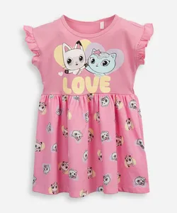 vestido evasê infantil de algodão a casa mágica da gabby rosa 4