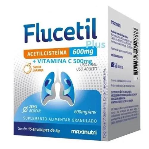 Flucetil Plus Acerilcistéina 600mg+ Vitamina C 500mg 16 Envelopes Maxinutri