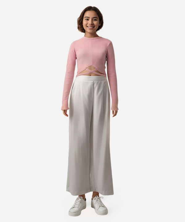 blusa juvenil canelada manga longa rosa 14