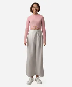 blusa juvenil canelada manga longa rosa 12