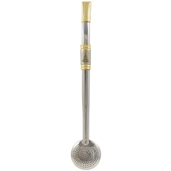 Bomba De Chimarrão Aço Inox Banho Ouro 18k Nossa Senhora Aparecida