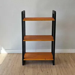 Aparador Linea Slim 3 Prateleiras Madeira Pinus 53cm Carvalho e Preto Artfactory Design