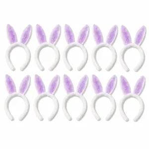 Kit 10 Tiaras de Coelho Páscoa de Pelúcia com Orelhas Felpudas Branca e Lilás Extra Festas Kit 10 Tiaras de Coelho de Pelúcia Orelhas Felpudas Branca e Lilás Extra Festas