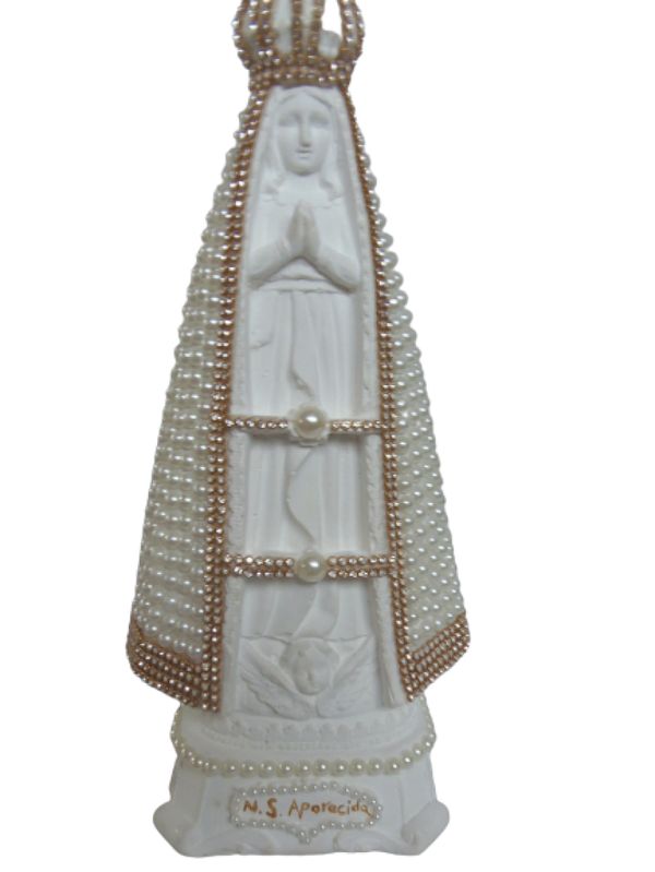 Nossa Senhora Aparecida branca com pérolas