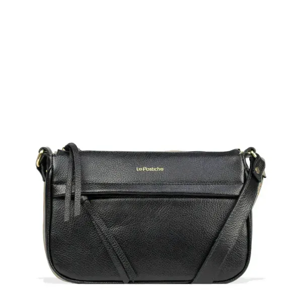 Bolsa Transversal Casual Feminina em Couro Le Postiche PRETO