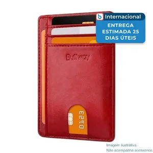 Porta-Cartão Buffway Slim Com Bloqueio RFID Vermelho A-MBI