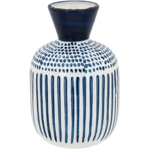 Suez Vaso 20X13X13Cm Cerâmica Azul